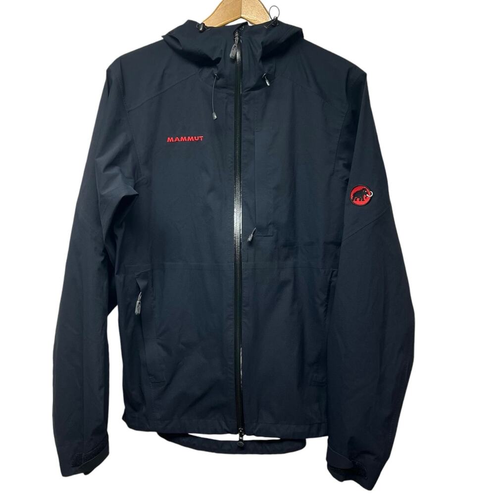 Mammut Dry Tech Premium Black Hooded Waterproof Rain Jacket Mens Size Medium